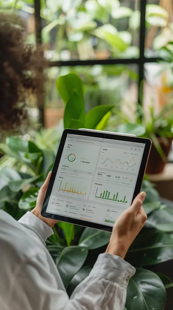 Person reviewing sustainability information on a tablet, from the original Jaznexus website